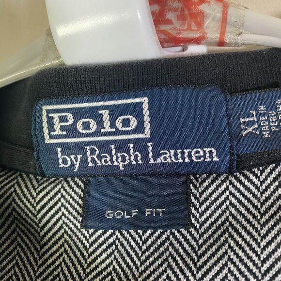 Polo Ralph Lauren Polo Golf Shirt Men's XL Herringbone Pattern Black White Pima - Picture 5 of 9